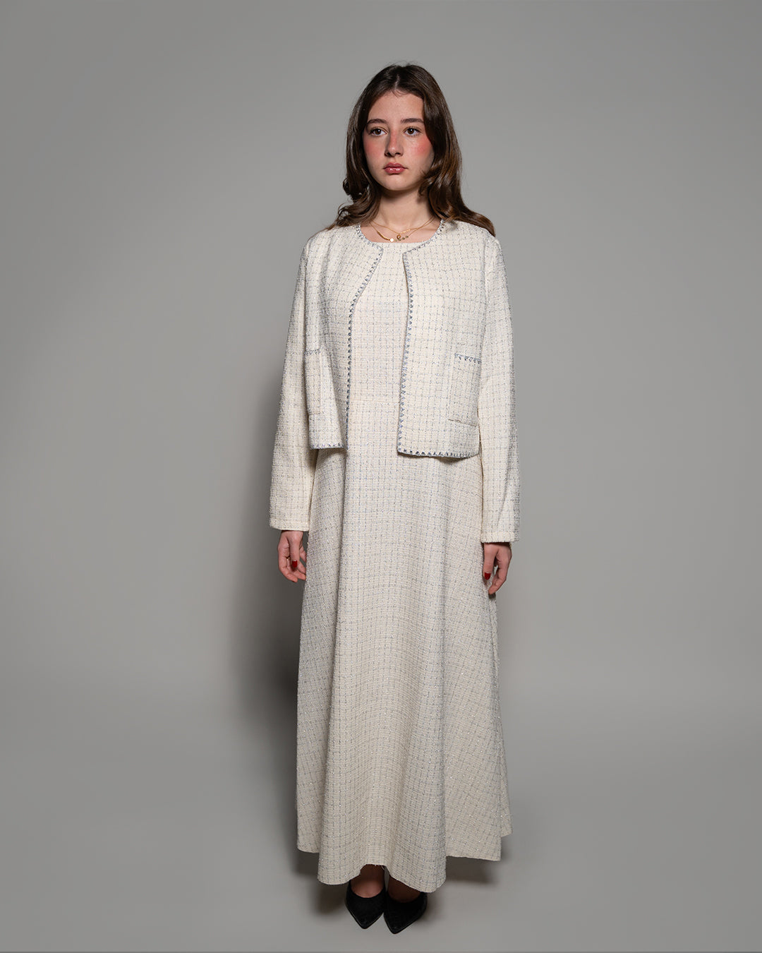 white tweed set